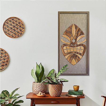 Quadro em Madeira Carranca Iurucuá - (80x30cm)