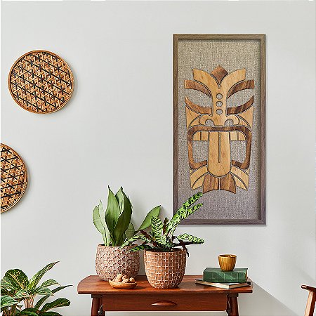 Quadro em Madeira Carranca T'aan - (80x30cm)