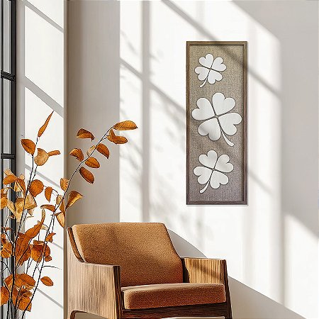 Quadro em Alto Relevo em madeira - Trevos - (100x35)
