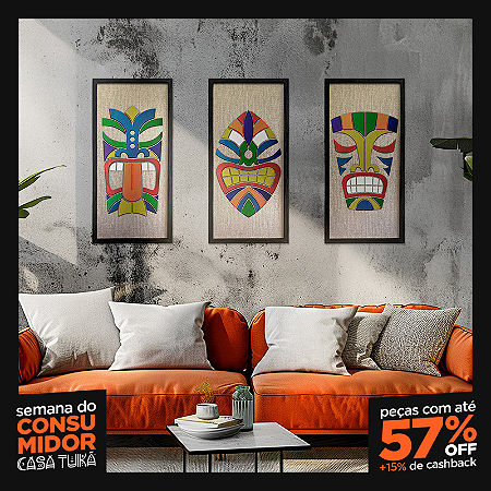 Kit de 3 Quadros em Madeira Carranca