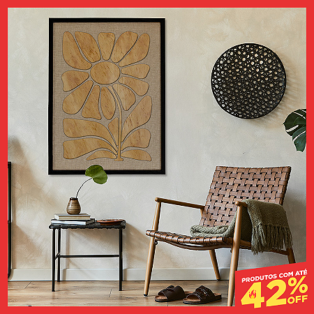 Quadro em Madeira em alto Relevo Flor em Apogeu - (80x60cm)