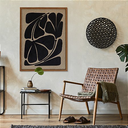 Quadro em Madeira em alto Relevo Flor Vestigio - (100x60cm)