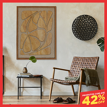 Quadro em Madeira em alto Relevo Flor Vestigio - (80x60cm)