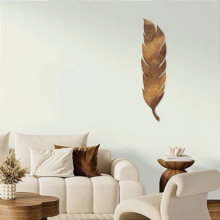 Escultura em Madeira de Parede de 80x18 - Pena