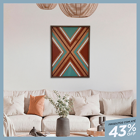 Quadro Geométrico Tribal Abstrato - "X" (80x60)