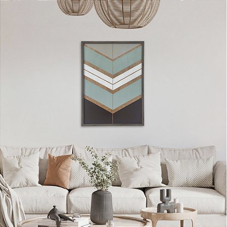 Quadro Geométrico Tribal Abstrato - "Flecha Vertical" (80x60)