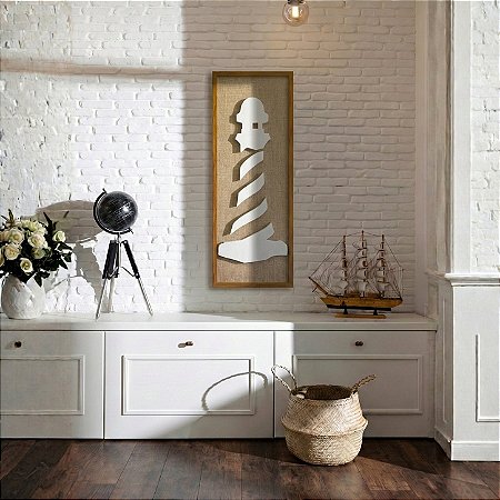 Quadro Artesanal em alto Relevo - Farol - 100x35cm