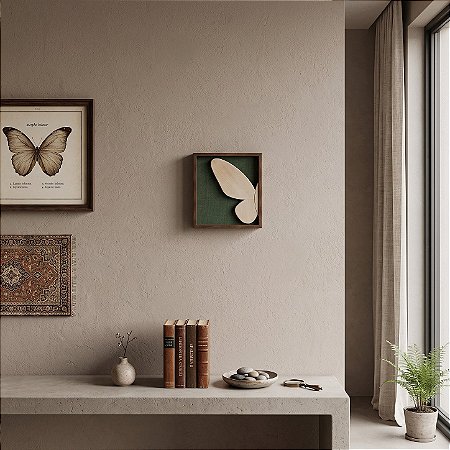 Quadro 25x25 -Borboleta Esculpido em Madeira