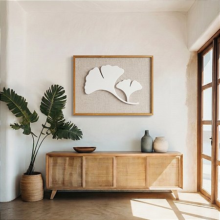 Quadro 70x50cm em Alto Relevo de Madeira - Folha Ancestral