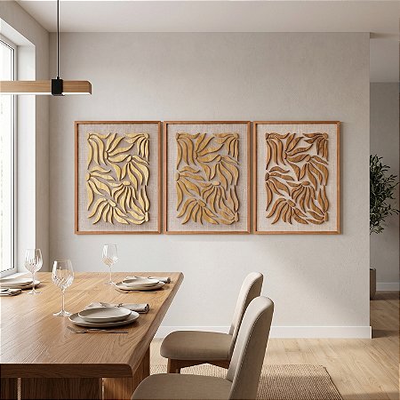 Kit 3 Quadros em Alto Relevo Margarida - (80x60)