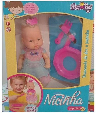 Boneca Infantil Nicinha Papinha Com Acessórios U