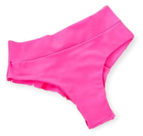 Calcinha de Biquíni Hot Paint Fio Duplo Cós Alto Rosa Neon a mais vendida