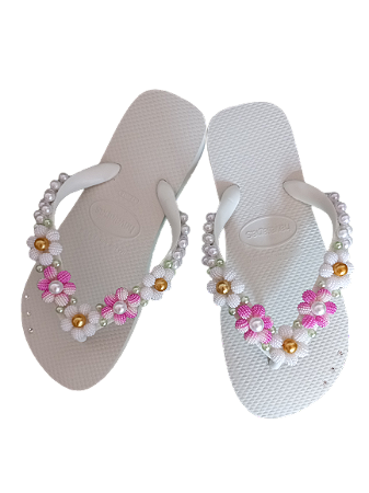 Chinelo Havaianas Top Decorados Branco Com Ponto Luz
