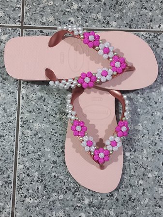 Chinelo Havaianas Top Decorados Rosa Balett com perolas