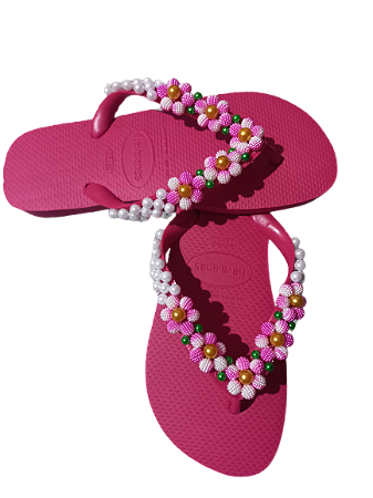 Chinelo havaianas top decorados Rosa