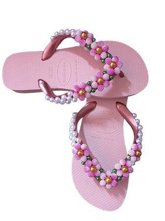Chinelo havaianas top decorados rosa balett