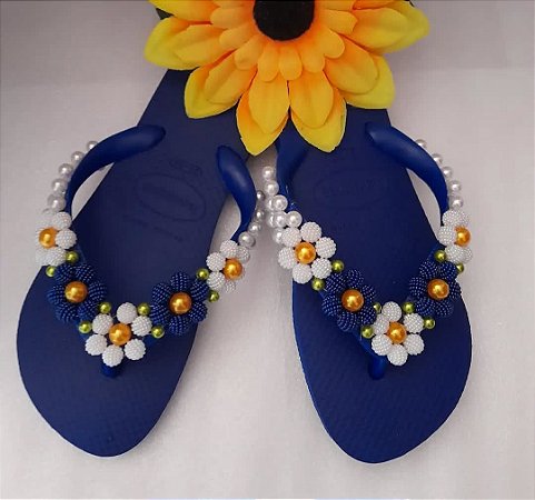 Chinelo havaianas top decorados azul naval