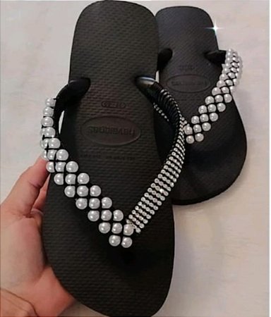 Chinelo havaianas top decorados Preto