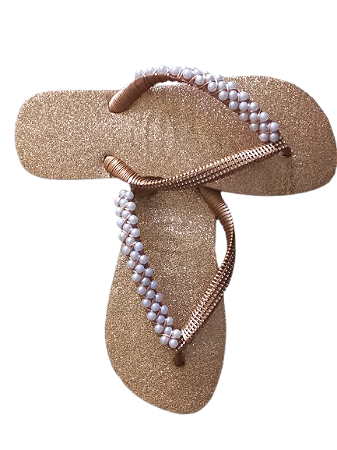 Chinelo havaianas top decorados Rose gold