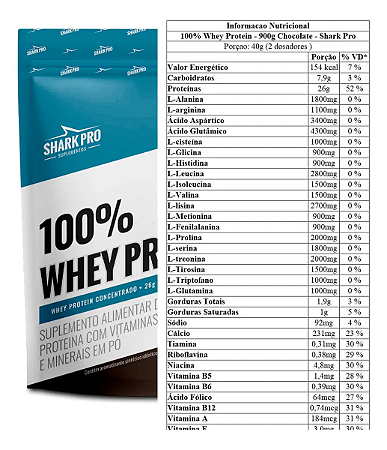 WHEY 100% SHARK PRO 900G Sabor Chocolate