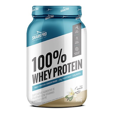 100% WHEY PROTEIN SHARK PRO 900G Sabor Baunilha