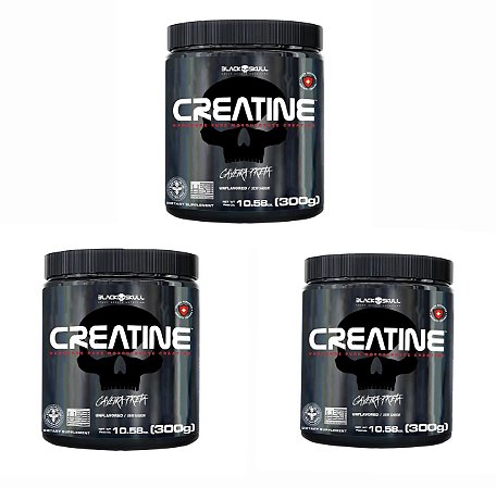 CREATINA PURA BLACKSKULL 300G KIT COM 3