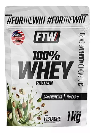 Whey Protein 100% Concentrado Refil 1kg Sabor Pistache - FTW