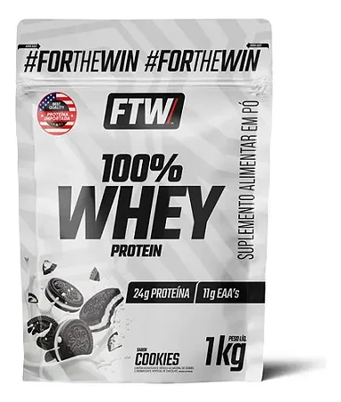 Whey Protein 100% Concentrado Refil 1kg Sabor Cookies - Ftw