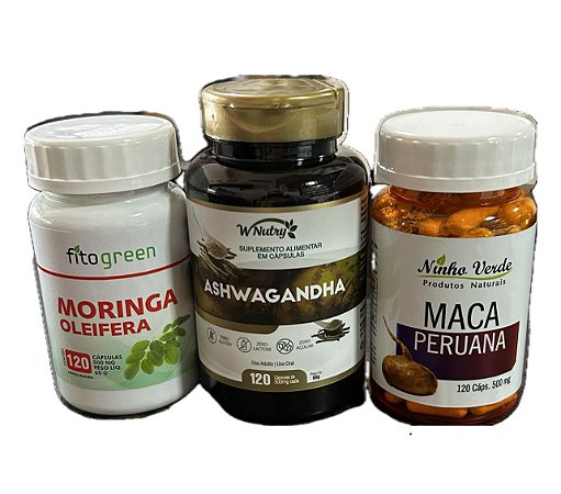 MORINGA + ASHWAGANDA + MACA PERUANA (120 CAPS cada)