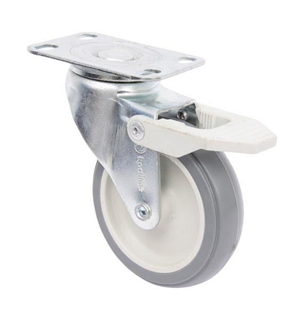 Rodízio PVC Giratório de Placa com Freio 3''