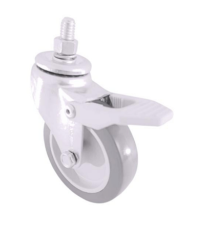 Rodízio PVC Giratório de Rosca com Freio 3''