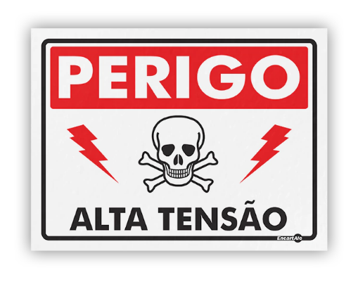 Placa - Perigo Alta Tensão c/ Pictograma