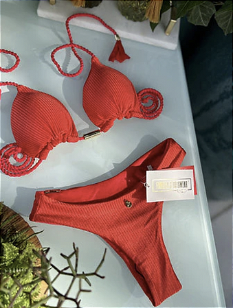 BIQUÍNI CAMÉLIA GLOW LARANJA E VERMELHO