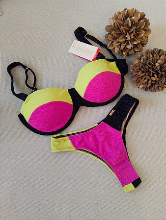 BIQUÍNI ZAHRA PRETO, PINK E AMARELO