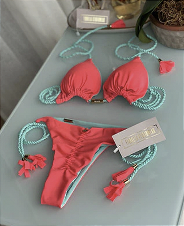 BIQUÍNI GEOVANELLA GLOW CHICLETE E VERDE ÁGUA