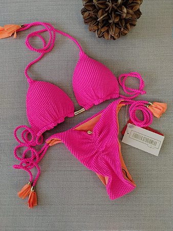 BIQUÍNI GEOVANELLA JACQUARD ROSA BARBIE E LARANJA