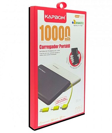 Carregador Portátil Kapbom KA-951 PowerBank 10.000 mAh