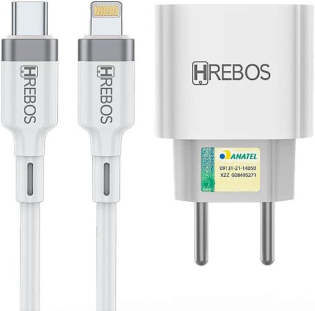Kit Carregador Turbo Power HREBOS- Para IPhone 5/6/7/8/X/XR/XS/11/12/13/14