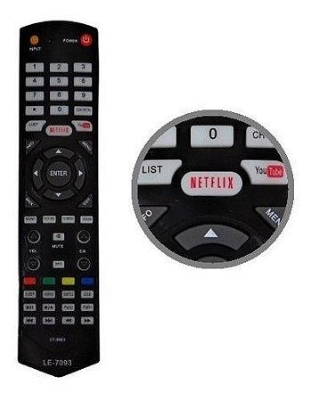 Controle Remoto TV Semp Toshiba CT-8063 Smart Led 40L5400 - Lelong LE-7093