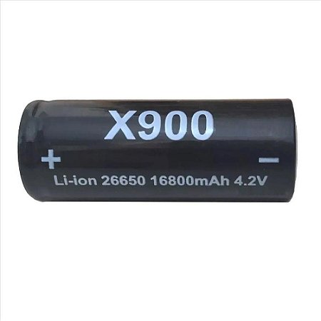 Bateria Para Lanterna X900 Li-Ion 26650 16800mAh 4.2V Preto Li-ion