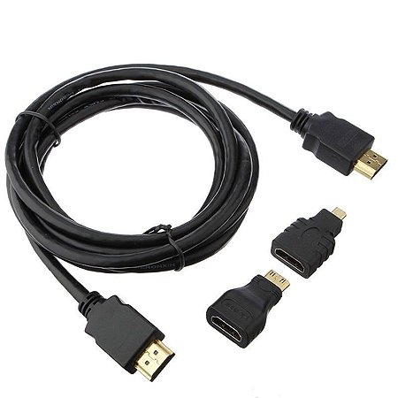 Cabo Hdmi 3 Em 1 Com Adaptadores Mini Hdmi E Micro Hdmi