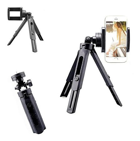 Mini Tripe Com Suporte Flexivel Para Celular Ou Camera
