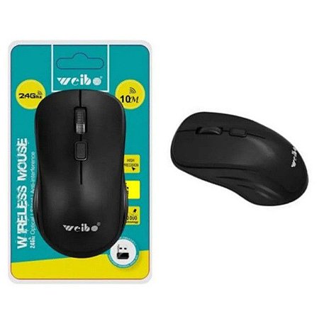 Mouse Óptico Sem Fio Wireless 1600dpi Alta Precisão 2.4 Ghz - Weibo