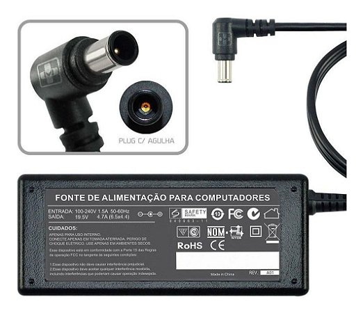 Fonte Carregador Para Notebook Sony Vaio Vgn-s3 Series 19,5v 493