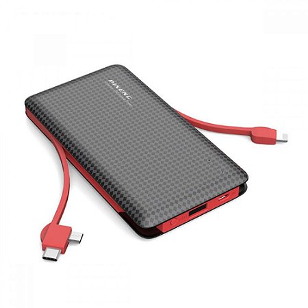 Carregador Portátil Pineng PN-956 10.000 mah 3 conectores; Type C, Lightining e Micro USB (Até 3 cargas) - Preto