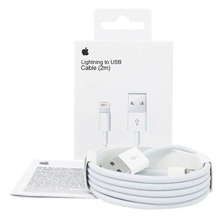 Apple Cabo USB Lightning de 2M para Iphone 5, Iphone 6, Iphone 7, Iphone 8 Plus, X, Xr, Xs Max