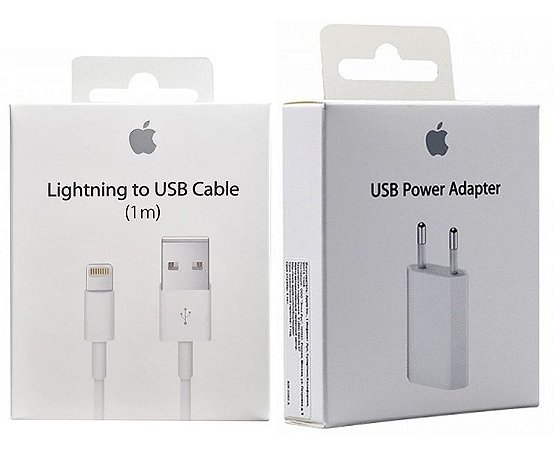 Apple Carregador Iphone 5, Iphone 6, Iphone 7, Iphone 8 e Iphone X + Cabo USB Lightning de 1M