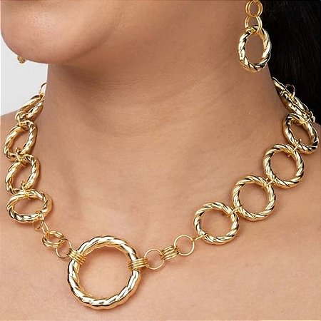 Colar Círculos Elos - Ouro