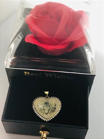 Pingente afetivo cravejado em zircônias - Personalizado com foto