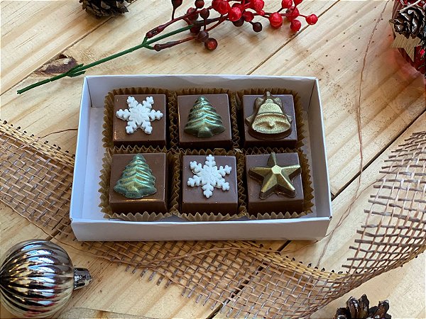 Caixa com 6 Bombons Finos – Decoração Natalina